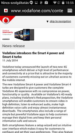 Vodafone Smart 4 böngésző