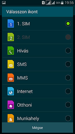 Galaxy S5 DuoS dual SIM menü