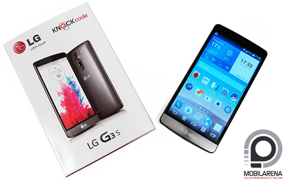 Fehér és bíbor színű az LG G3 S doboza