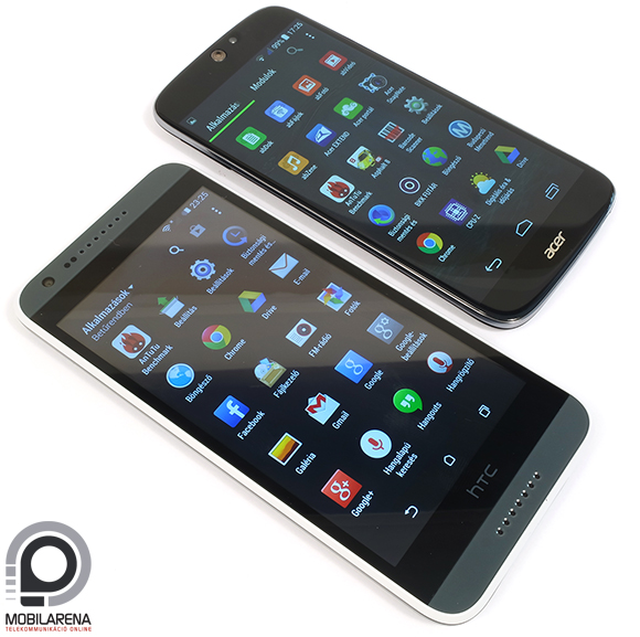HTC Desire 620G Dual SIM az Acer Liquid Jade mellett